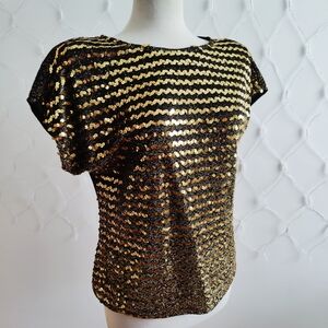 Vintage Sequin Top in Gold / Size Large